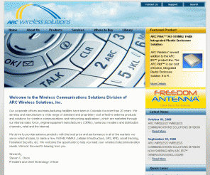 antennas.com: ARC Wireless Solutions :: Welcome to ARC Wireless
Wireless Communications Solutions Division, specializing in end-to-end wireless, broadcast, and wireless network solutions