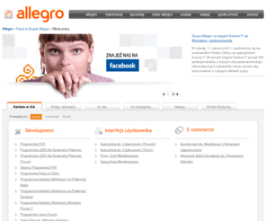 pracaallegro.pl: Praca w Grupie Allegro
Oferty pracy w Grupie Allegro - Rekrutacja stała do działów: IT, e-commerce, Obsługi Użytkowników...