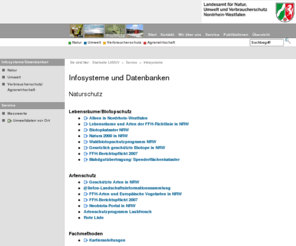 naturschutz-fachinformationssysteme-nrw.de: Landesamt für Natur, Umwelt und Verbraucherschutz NRW - Infosysteme
Informationssysteme und Datenbanken zum Thema Umwelt in NRW 