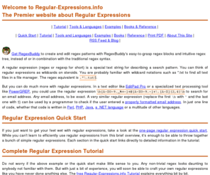 regexp.mobi: Regular-Expressions.info - Regex Tutorial, Examples and Reference - Regexp Patterns
At Regular-Expressions.info you will find a wide range of in-depth information about a powerful search pattern language called regular expressions.