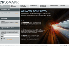 diplomaplc.com: DIPLOMA PLC - WELCOME TO DIPLOMA
Diploma PLC is an international group of businesses supplying specialised technical products and services to the Life Sciences, Seals and Controls industries.