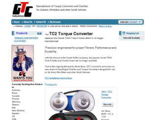 gtcmanufacturing.com: GTC Industries Manufacturer of Go Kart Torque Converters and Clutches
GTC Manufacturer of Torque Converters and Clutches for Go Karts, Minibikes and Small Vehicles. Comet TAV2 compatible