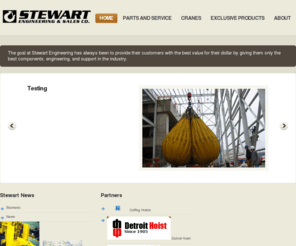 steweng.com: Stewart Engineering & Sales Cranes Hoists Monorails Service Parts
Stewart Engineering & Sales Overhead Crane Manufacturer Sales Service Hoists Parts Cranes Monorails