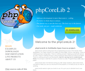 phpcorelib.com: phpCoreLib2 .::. Begin
DotMedia.bg open source project, Begin
