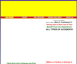 lawyersthathelpyou.com: Visiting Lawyers, We Come To You, 1-800-MY VISIT
Lawyers (1-800-my-visit) (800-698-4748) comes to you for all accidents: Trip and Fall, Defective Stairs, Construction Injury, Workplace Injury, Car Accident, Medical Malpractice.