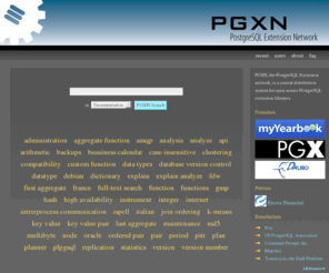 pgxn.org: PGXN: PostgreSQL Extension Network
Search all indexed extensions, distributions, users, and tags on the PostgreSQL Extension Network.