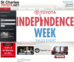 toyota.net: St Charles TOYOTA | New & Used Toyota Dealers Illinois
Toyota Dealers in Illinois. St Charles Toyota. Toyota Service. Toyota Parts. Serving Geneva, Aurora, Batavia, Wheaton, Elgin, & Chicagoland.