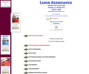 lakinassociates.com: Lakin Associates management psychologists
Lakin Associates provides psychological testing, NLP workshops, and general corporate management services.