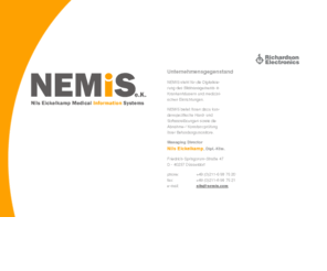 nobbe-immobilien.com: NEMIS | NILS EICKELKAMP MEDICAL INFORMATION SYSTEMS
Nemis steht für die Digitalisierung des Bildmanagements in Krankenhäusern und medizinischen Einrichtungen.