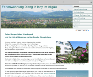 ferienwohnung-dieng.de: Ferienwohnung Dieng in Isny im Allgäu - Startseite
Herzlich Willkommen auf der Internetseite von Ferienwohnung Dieng in Isny im Allgäu.