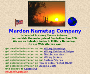 mardonco.com: Mardon Nametag Company - Leader in Military Nametags.
Leader in Military Nametag manufacturing