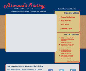 rvaprint.com: Atwood's Printing : Welcome
To place an order or get help with a new project, enter our online Customer Service Center. To download print drivers and other software, search our Resources & Support area. To learn more about us, browse through our Company Information section. Printing, copying, brochures, business cards, letterheads, postcards, copies, blueprints, all types of printing for your needs. Ask about our current Henrico Advantage Card offering.