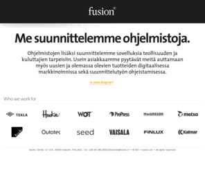 fusion.fi: Home | Design Agency FUSION Ltd
Fusion Ltd is a Finnish design agency providing industrial design, branding and software design services