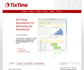 referable.com: TixTime: Call Center Workforce Management Software.  Attendance and timesheets, scheduling, and employee management.
Still Using Spreadsheets for Scheduling and Attendance? TixTime is the solution.