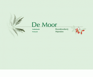 demoorboomkwekerij.be: De Moor & Zoon Boomkwekerij :: De Moor & Fils Pépinière
De Moor Boomkwekerij uit Oosterzele heeft een enorm gamma fruitbomen,vaste planten, klimplanten,haag- en bosplanten,rozen en coniferen.
