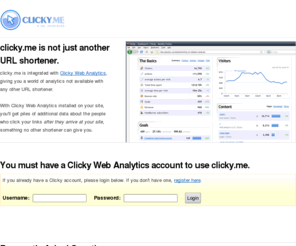 clicky.me: URL shortener analytics and visitor tracking | clicky.me
The clicky.me URL shortener from the creators of Clicky Web Analytics gives you the best analytics available of any URL shortener.
