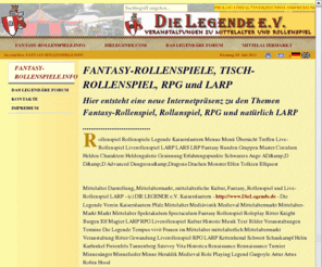 fantasy-rollenspiele.info: DIE LEGENDE e.V.: FANTASY-ROLLENSPIELE.INFO - Fantasy-Rollenspiel Fantasy Rollenspiel RPG LARP
Der Ritterorden der "Löwen zu Lutra" mit Hang zu Mittelalter und Rollenspiel sowie gemeinnützigen Aktionen auch im Verein DIE LEGENDE e.V. stellt sich vor: