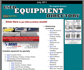 uedfd.com: UED-ed April 2011, Used Equipment Directory
Used Equipment Directory (email delivery)  
lists used equipment available for purchase