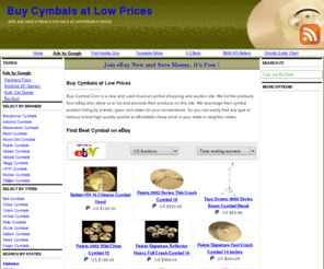 buy-cymbal.com: New and Used Cymbals for Sale
New and used cymbals are for sale at low affordable prices. So buy cymbals now at one of the biggest online shopping and auction site.