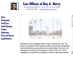 irvinelaw.com: Law Offices of Roy A. Barry
