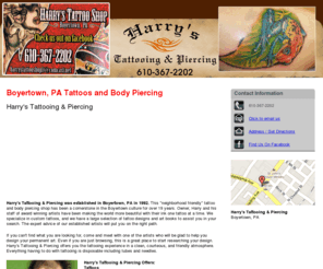 tattooingbyharrys.com: Tattoos Boyertown, PA - Harry's Tattooing & Piercing 610-367-2202
Harry's Tattooing & Piercing of Boyertown, PA offers professional tattoo services and body piercings. Hospital quality sterilization guaranteed. 610-367-2202.