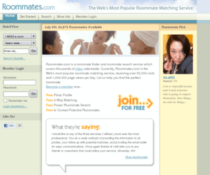 roomates.net: Roommates, roommate finder and roommate search service
Roommates.com is a roommate finder and roommate search service. Roommates.com offers an effective way for you to find roommates and rooms for rent.