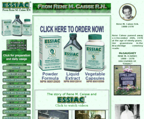 essiac-resperin-canada.com: Essiac.com Tea Essiac.com Products Essiac.com Formulas
Essiac is the world renowned herbal formula since 1992, used for supporting the immune system.  Traditional Herbal medicine, 100% preimium quality herbs, natural, safe and effective.  Produced to pharmaceutical grade standards.