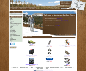 mountainoutlet.com: Real Cheap Sports!, Real Stuff, Real World, Real Cheap
At Real Cheap Sports, Venturas Outdoor Store, find all of the hiking, camping and travel clothing and gear you need for an active, outdoor adventure. Real Cheap Sports offers mens clothing and gear, womens clothing and gear, and kids clothing and gear for outdoor activities like camping, hiking, trail running, backpacking, rock climbing, skiing, snowboarding, kayaking, yoga, school outdoor trips and adventure travel. Real Cheap Sports sells top outdoor brands and is the ultimate source for great deals on cheap, discount, closeout outdoor clothing and gear like Salomon shoes, Sierra Designs tents, Terramar long underwear, Kelty backpacks, Mountain Hardwear sleeping bags, Kelty tents and backpacks, Prana clothing, Aventura clothing, Garmont shoes, Primus stoves, Montrail running shoes, and Osprey backpacks.