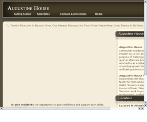 augustinehouse.com: Augustine House,a three quater aftercare program, AA, NA,  NJ
Augustine House Inc. is an aftercare community residence of the TRANSITION HOUSE Inc. helping people in a three quarter aftercare program, a Sober House. AA and NA New Jersey