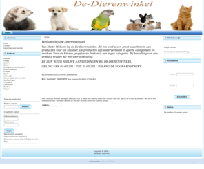 de-dierenwinkel.com: Welkom bij De-Dierenwinkel
U online Dierenwinkel