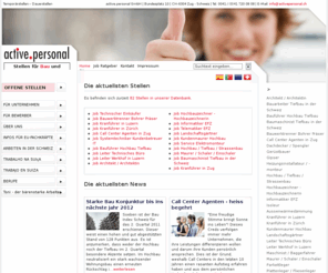 activepersonal.ch: Bau und Handwerk: Arbeit in der Schweiz, offene Stellen, Jobs | Personalvermittlung | Personalverleih | Personaldienstleistungen | Stellenvermittlung | active.personal gmbh
Offene Stellen im Bereich Bau und Handwerk, langjährige Erfahrung, einfache Abläufe, zusätzliche Unterstützung bei der Wohnungssuche und Krankenkasse für Stellensuchende aus dem Ausland.