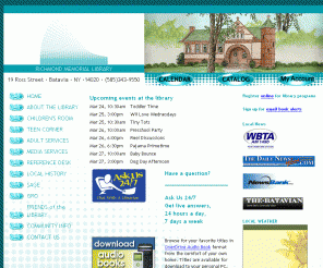 batavialibrary.org: Richmond Memorial Library
Richmond Memorial Library, Batavia,
New York, catalog, adult, children, programs, hours, reference, genealogy.