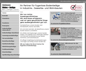 edelmann-boeden.ch: Home | Edelmann Böden   Beläge | Partner für fugenlose Bodenbeläge
Ihr Partner für fugenlose Bodenbeläge und Wandbeläge in Industrie-, Gewerbe- und Wohnbauten