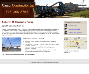 caruthconcrete.net: Caruth Construction, Inc. 1
Caruth Construction Inc offers concrete pumping service in Ankeny and Des Moines, IA. Call us at 515-268-8762.