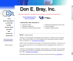 brayengr.com: Don E Bray, Inc: NDE of Reversible Hydrogen Build-up in Steels, Mechanical Engineering
