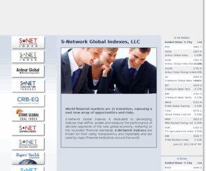 snetworkindexes.com: S-Network Global Indexes, LLC
S-Network Global Indexes is dedicated to developing indexes that define, isolate and measure the performance of discrete segments of the new global economy