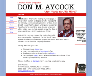 donaycock.net: Weclome! Don M. Aycock, Christian Writer & Speaker
Don M. Aycock, Christian Writer & Speaker