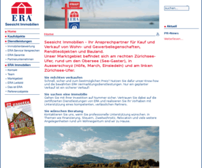 era-seesicht.ch: ERA Seesicht Immobilien GmbH
ERA Seesicht Immobilien GmbH - Ihr Spezialist für den Kauf und Verkauf von Immobilien am Oberen Zürichsee