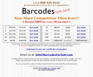 barcodesforsale.com: Barcodes FOR SALE: Home
Cheap barcodes for life. Available at low cost. Bar codes. Barcodes. Barcodes. Cheap. Cheap Cheap. Upc Ucc Gs1. Free barcode for every ten you buy.