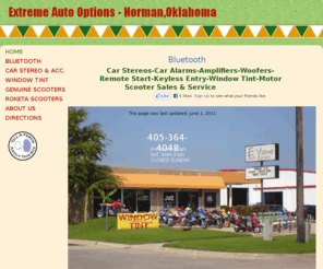 extremeofnorman.com: Home
Car Audio,Scooters  Norman OK,Car Stereo systems,window tint,remote start,keyless entry,car alarm,vespa Norman OK,parrot bluetooth