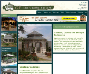 gazebos.com: Gazebos, Three Seasons Gazebos, Gazebo Kits, Cedar, Wood & Vinyl Gazebos for your Home & Garden – The Gazebo Factory
The Gazebo Factory is the ultimate online resource for cedar, vinyl & wood gazebo kits available in a wide variety of styles, shapes and sizes. We also offer spa enclosures, pergolas and hot tub enclosures at affordable rates.