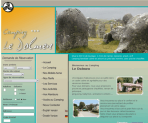 campingledolmen.com: Camping le Dolmen - camping à carnac, morbihan, bretagne
Camping famillial, location mobil-home à Carnac dans le Morbihan en Bretagne sud avec piscine chauffée à 600m de la mer. Proche de Quiberon, Auray et Golfe du Morbihan. Camping bord de mer, piscine chauffée, activités et grand confort.