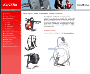 klickfix.de: Rixen & Kaul, KLICKfix Adaptersysteme Fahrradzubehör, Solingen, Taschen, Körbe, Werkzeug
Rixen&Kaul, KLICKfix Adaptersystem, Fahrradzubehörhersteller, Solingen, Taschen, Körbe, Werkzeug