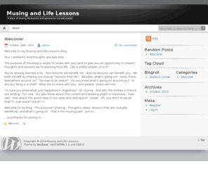 musingandlifelessons.com: Musings and Life Lessons
Thoughts and Ideas about Life Lessons, and Musings about World Events.