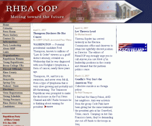 rheagop.org: Rhea GOP Home
The Rhea County Republican Party is dedicated to moving toward the future. Rhea GOP provides information on party meetings, elected officials, elections, organizations and political news.