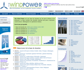 thewindpower.net: Base de données sur l'énergie éolienne
The Wind Power est une base de données sur les éoliennes et parcs éoliens du monde entier. Elle contient les données relatives aux parcs éoliens, machines, constructeurs, developpeurs, opérateurs ainsi que des données cartographiques et photographiques.