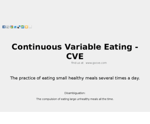 gocve.com: Continuous Variable Eating
The practice of eating small healthy meals several times a day.