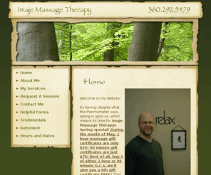 imajemassage.com: Imaje Massage Therapy                                    360.292.5479
Imaje Massage Therapy                                    360.292.5479 provides Massage Therapy services in and around Olympia, WA.