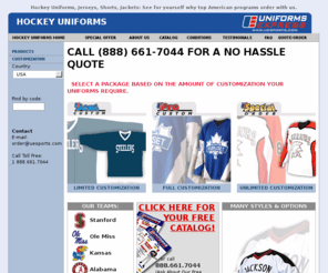 uehockey.com: Team Hockey Uniforms, Jerseys, Shorts, Jackets, etc.
Uniforms Express provides worldwide online sales of custom hockey uniforms, pants, and accessories... FREE CATALOG available!!!