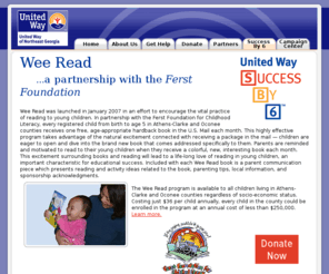 wee-read.org: Wee Read
Wee Read provides free, age-appropriate, hardback books in the mail to Athens, GA area children from birth to age 5.